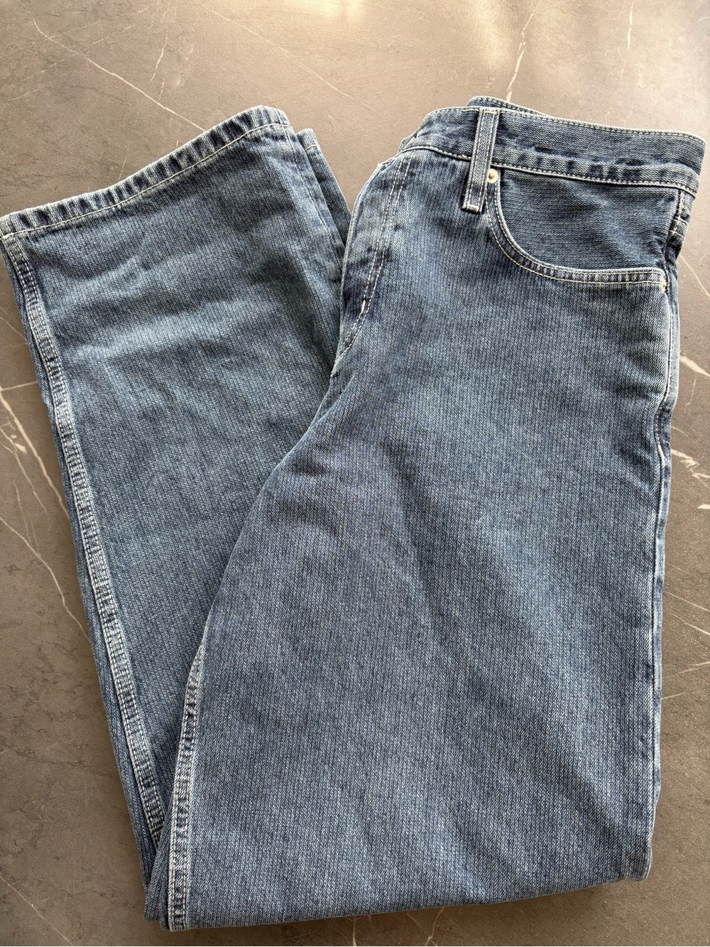Cos Button Fly Rider Wide Leg High Rise Straight Jeans 30 32 Blue